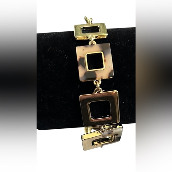 Dana Bachman chain bracelet in gold tone and animal print squares - Picture 3 of 6